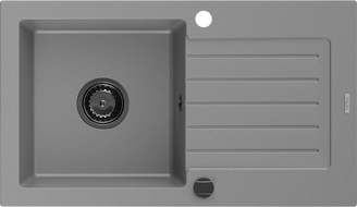 Mexen Pablo zlewozmywak granitowy 1-komorowy z ociekaczem 752 x 436 mm, szary, syfon czarny - 6510751010-71-B
