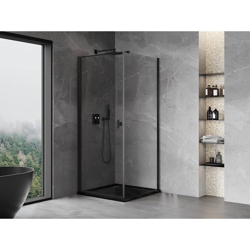 Mexen Mist-B kabina prysznicowa uchylna 95 x 95 cm, transparent, czarna - 8A2T-095-095-70-00