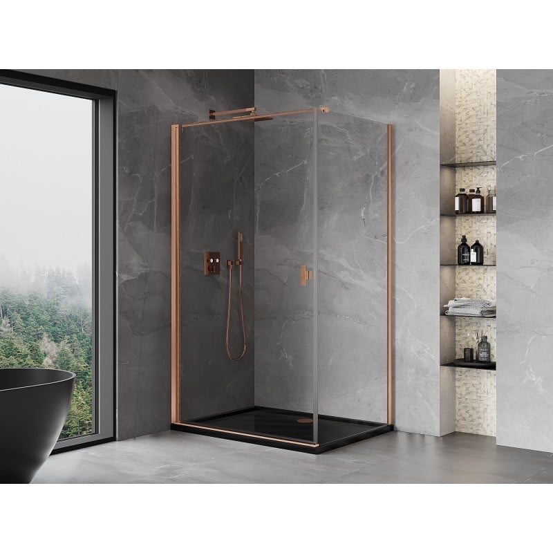 Mexen Mist-B  kabina prysznicowa uchylna 70 x 95 cm, transparent, miedź szczotkowana - 8A2T-070-095-65-00