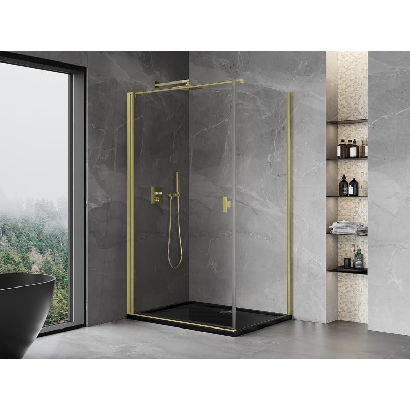 Mexen Mist-B  kabina prysznicowa uchylna 70 x 120 cm, transparent, złota szczotkowana - 8A2T-070-120-55-00