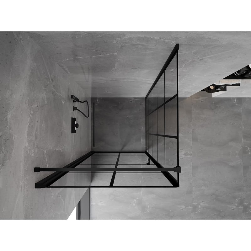 Mexen Mist-B kabina prysznicowa uchylna lewa 80 x 80 cm, czarna kratka, czarna - 8A2T-080-080-70-77-L