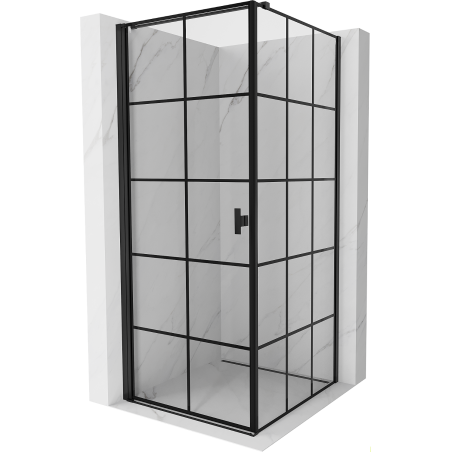 Mexen Mist-B kabina prysznicowa uchylna lewa 80 x 80 cm, czarna kratka, czarna - 8A2T-080-080-70-77-L