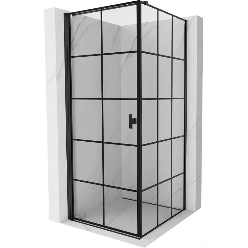 Mexen Mist-B kabina prysznicowa uchylna lewa 90 x 90 cm, czarna kratka, czarna - 8A2T-090-090-70-77-L
