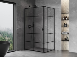 Mexen Mist-B  kabina prysznicowa uchylna lewa 90 x 80 cm, czarna kratka, czarna - 8A2T-090-080-70-77-L