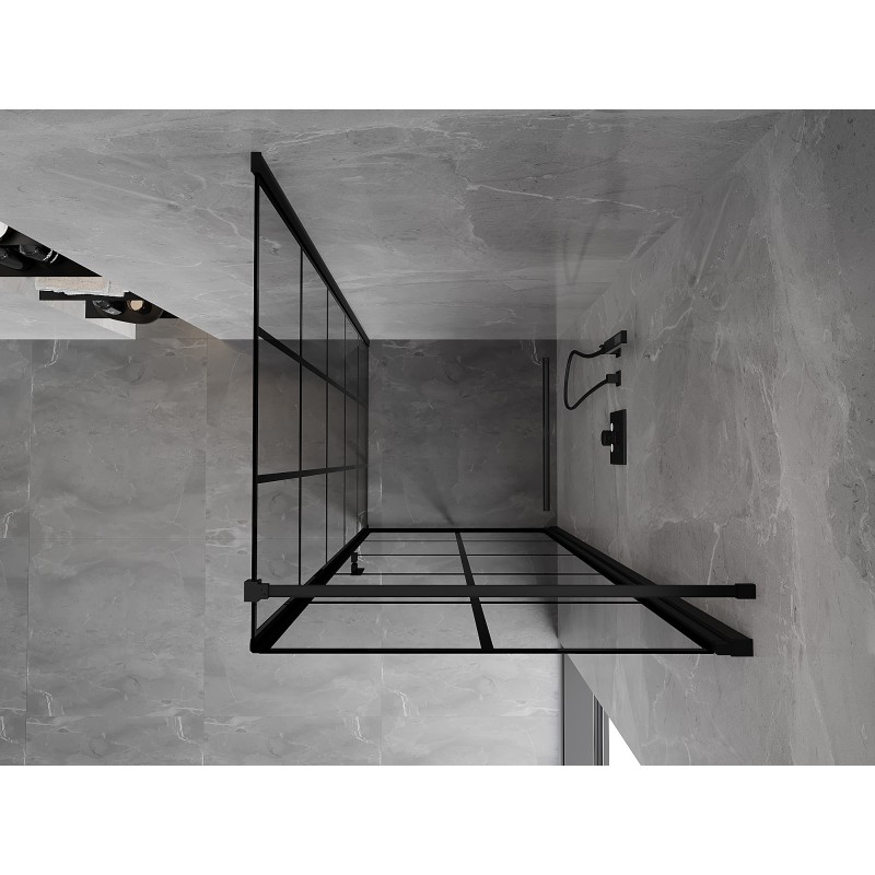 Mexen Mist-B kabina prysznicowa uchylna prawa 70 x 70 cm, czarna kratka, czarna - 8A2T-070-070-70-77-P