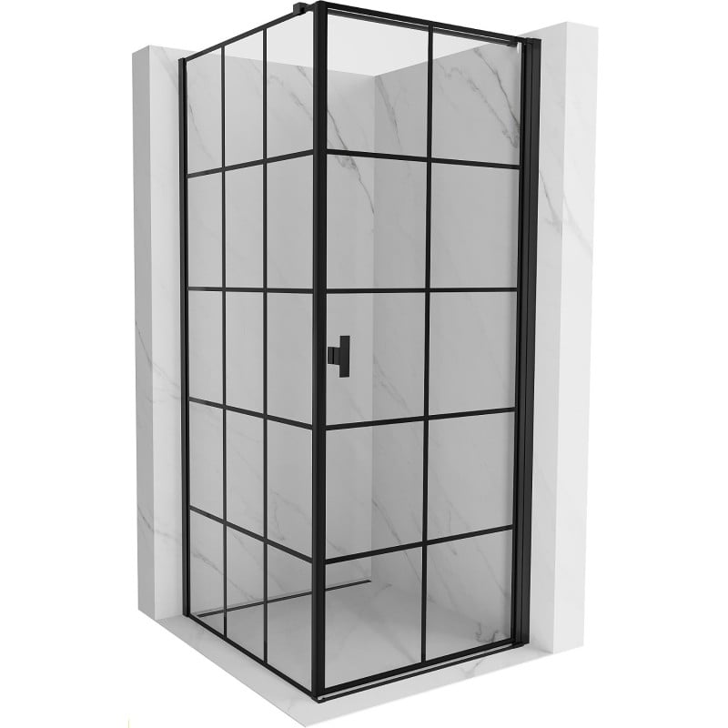 Mexen Mist-B kabina prysznicowa uchylna prawa 90 x 90 cm, czarna kratka, czarna - 8A2T-090-090-70-77-P