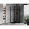 Mexen Mist-B kabina prysznicowa uchylna prawa 100 x 100 cm, czarna kratka, czarna - 8A2T-100-100-70-77-P