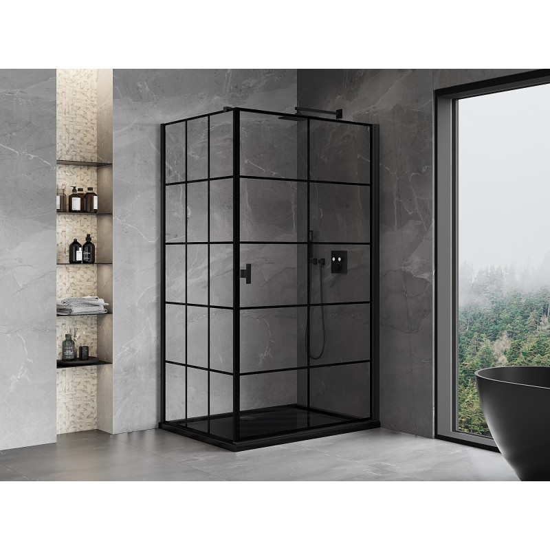 Mexen Mist-B  kabina prysznicowa uchylna prawa 100 x 70 cm, czarna kratka, czarna - 8A2T-100-070-70-77-P