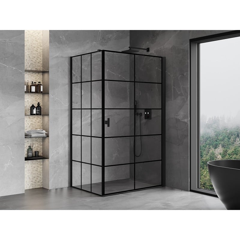 Mexen Mist-B  kabina prysznicowa uchylna prawa 100 x 110 cm, czarna kratka, czarna - 8A2T-100-110-70-77-P