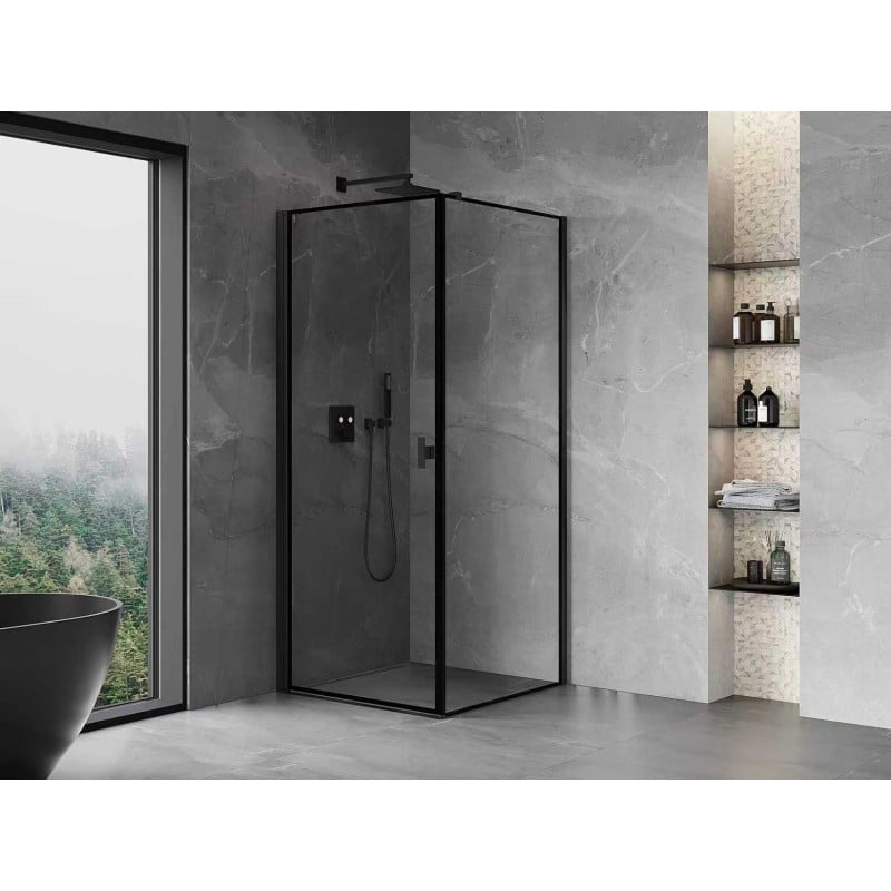 Mexen Mist-B kabina prysznicowa uchylna lewa 70 x 70 cm, czarna ramka, czarna - 8A2T-070-070-70-70-L