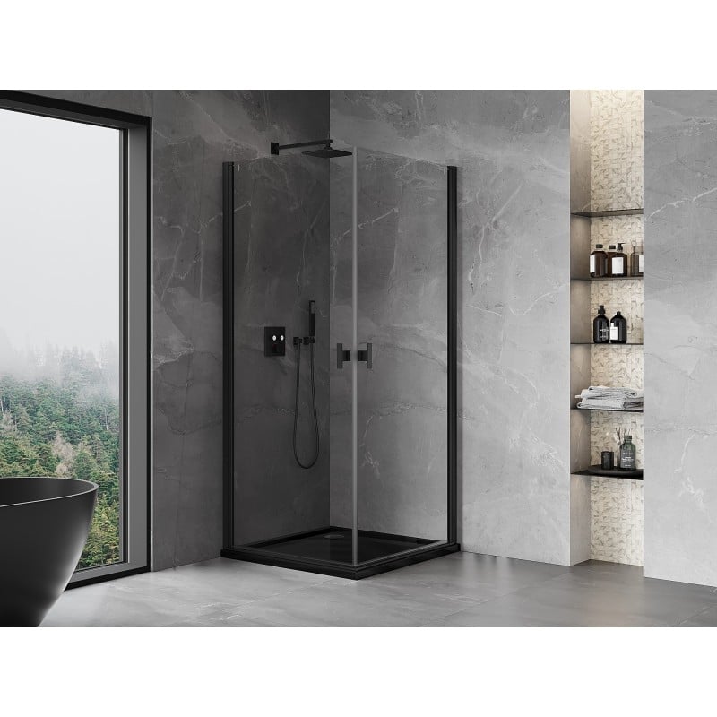 Mexen Mist-B Duo kabina prysznicowa uchylna 70 x 70 cm, transparent, czarna - 8A2-070-070-70-00