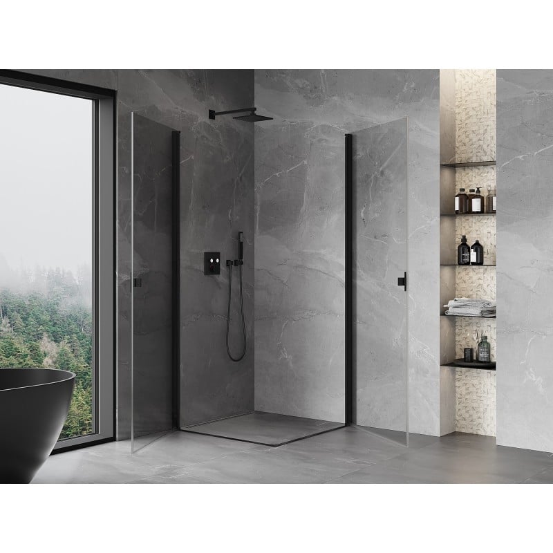Mexen Mist-B Duo kabina prysznicowa uchylna 75 x 75 cm, transparent, czarna - 8A2-075-075-70-00