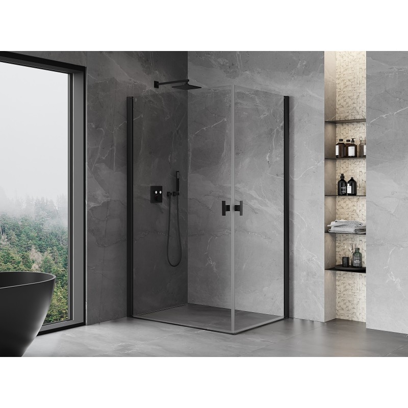 Mexen Mist-B Duo kabina prysznicowa uchylna 90 x 70 cm, transparent, czarna - 8A2-090-070-70-00