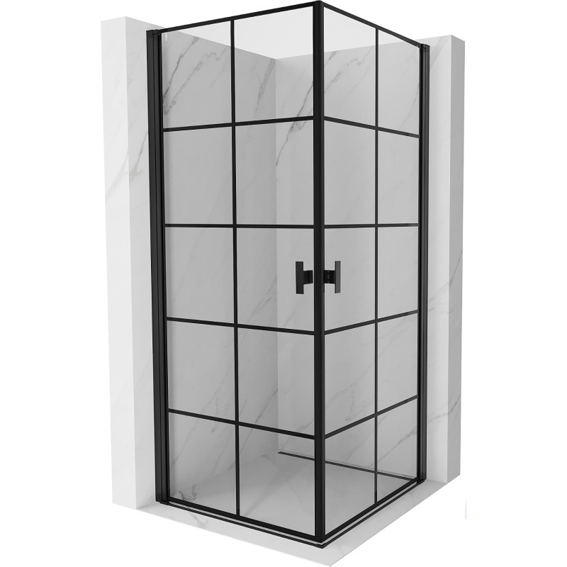Mexen Mist-B Duo kabina prysznicowa uchylna 90 x 90 cm, czarna kratka, czarna - 8A2-090L-090P-70-77