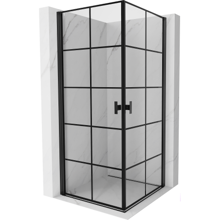 Mexen Mist-B Duo kabina prysznicowa uchylna 90 x 90 cm, czarna kratka, czarna - 8A2-090L-090P-70-77
