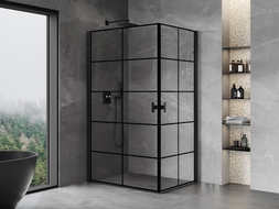 Mexen Mist-B Duo kabina prysznicowa uchylna 90 x 70 cm, czarna kratka, czarna - 8A2-090L-070P-70-77