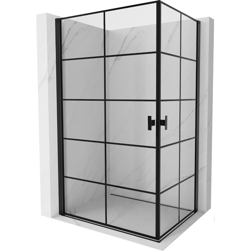 Mexen Mist-B Duo kabina prysznicowa uchylna 100 x 70 cm, czarna kratka, czarna - 8A2-100L-070P-70-77