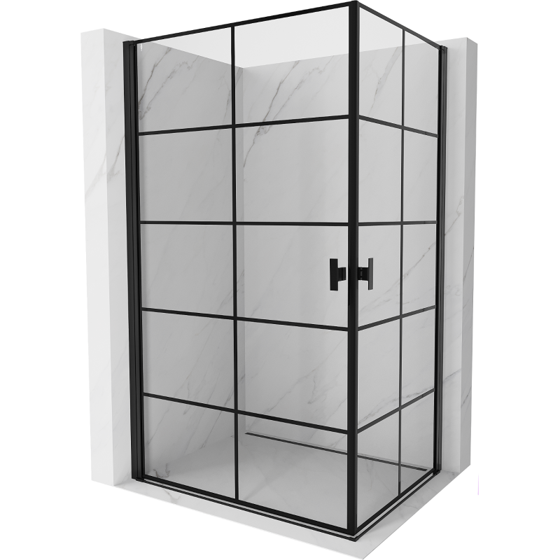 Mexen Mist-B Duo kabina prysznicowa uchylna 90 x 80 cm, czarna kratka, czarna - 8A2-090L-080P-70-77