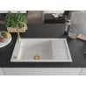 Mexen Elias zlewozmywak granitowy 1-komorowy z ociekaczem 795 x 480 mm, biały, syfon złoty - 6511791005-20-G