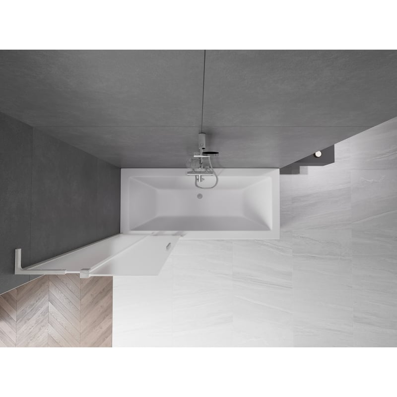 Mexen Velar L parawan nawannowy 2-skrzydłowy rozsuwany 70 x 150 cm, szron, nikiel szczotkowany - 896-070-003-31-97