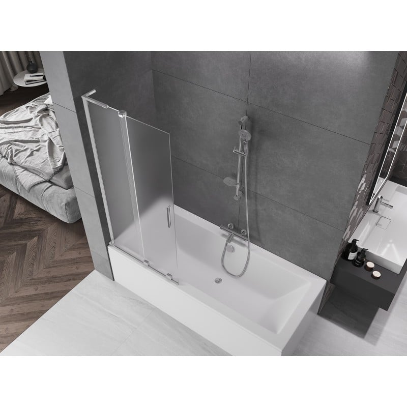 Mexen Velar L parawan nawannowy 2-skrzydłowy rozsuwany 80 x 150 cm, szron, chrom - 896-080-003-31-01