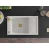 Mexen Elias zlewozmywak granitowy 1-komorowy z ociekaczem 795 x 480 mm, biały, syfon złoty - 6511791005-20-G
