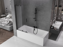 Mexen Velar L parawan nawannowy 2-skrzydłowy rozsuwany 80 x 150 cm, szron, czarny - 896-080-003-31-70