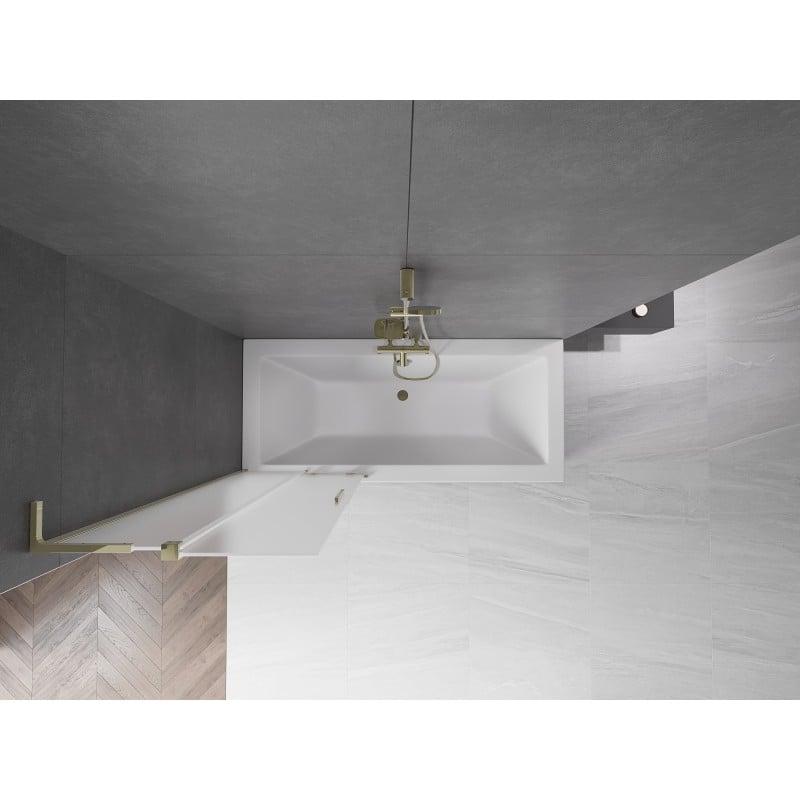 Mexen Velar L parawan nawannowy 2-skrzydłowy rozsuwany 75 x 150 cm, szron, złoty - 896-075-003-31-50