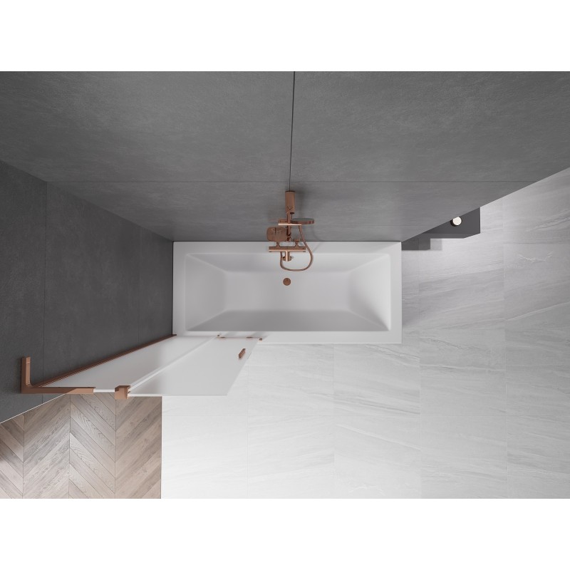 Mexen Velar L parawan nawannowy 2-skrzydłowy rozsuwany 75 x 150 cm, szron, różowe złoto - 896-075-003-31-60