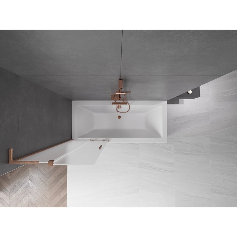 Mexen Velar L parawan nawannowy 2-skrzydłowy rozsuwany 75 x 150 cm, szron, miedź szczotkowana - 896-075-003-31-65