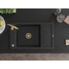 Mexen Elias zlewozmywak granitowy 1-komorowy z ociekaczem 795 x 480 mm, czarny/srebrny metalik, syfon złoty - 6511791005-73-G