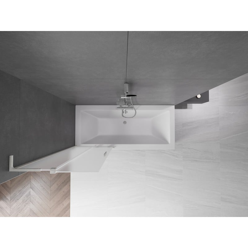 Mexen Velar L parawan nawannowy 2-skrzydłowy rozsuwany 75 x 150 cm, szron, nikiel szczotkowany - 896-075-003-31-97