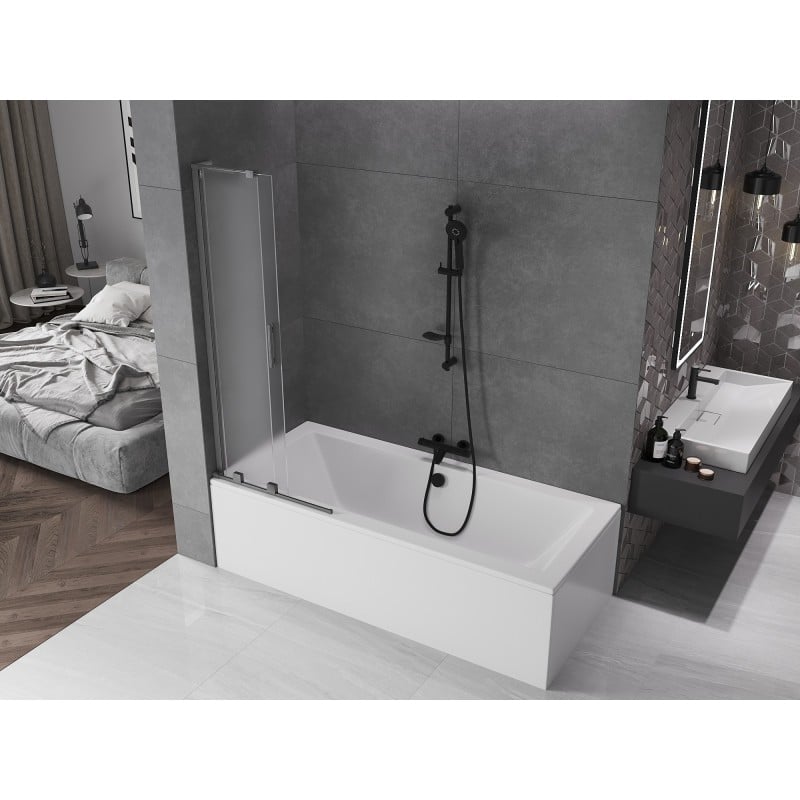 Mexen Velar L parawan nawannowy 2-skrzydłowy rozsuwany 85 x 150 cm, szron, gun gray szczotkowany - 896-085-003-31-66