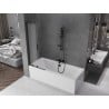 Mexen Velar L parawan nawannowy 2-skrzydłowy rozsuwany 85 x 150 cm, szron, czarny - 896-085-003-31-70