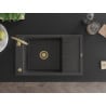 Mexen Elias zlewozmywak granitowy 1-komorowy z ociekaczem 795 x 480 mm, czarny nakrapiany, syfon złoty - 6511791005-76-G