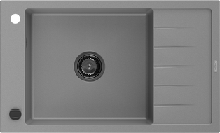 Mexen Elias zlewozmywak granitowy 1-komorowy z ociekaczem 795 x 480 mm, szary, syfon czarny - 6511791005-71-B