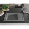 Mexen Elias zlewozmywak granitowy 1-komorowy z ociekaczem 795 x 480 mm, szary, syfon czarny - 6511791005-71-B