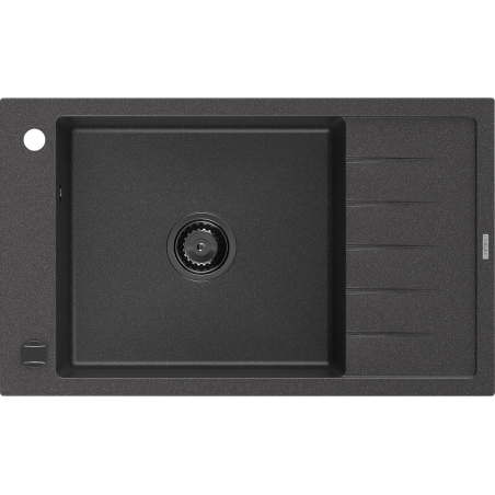 Mexen Elias zlewozmywak granitowy 1-komorowy z ociekaczem 795 x 480 mm, czarny nakrapiany, syfon czarny - 6511791005-76-B