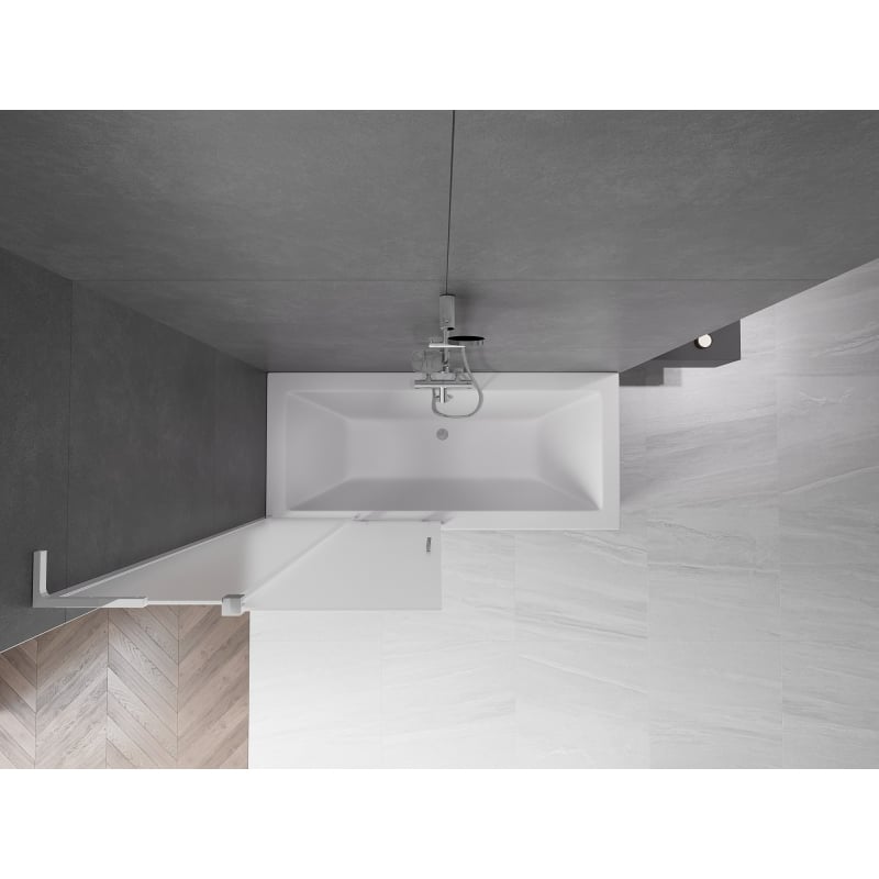 Mexen Velar L parawan nawannowy 2-skrzydłowy rozsuwany 90 x 150 cm, szron, chrom - 896-090-003-31-01