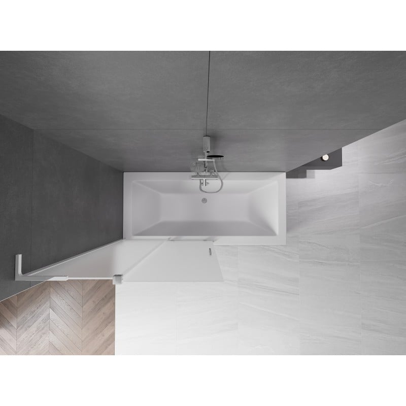 Mexen Velar L parawan nawannowy 2-skrzydłowy rozsuwany 100 x 150 cm, szron, chrom - 896-100-003-31-01