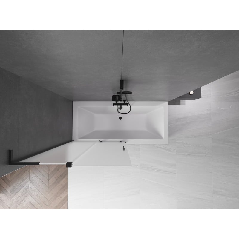Mexen Velar L parawan nawannowy 2-skrzydłowy rozsuwany 100 x 150 cm, szron, czarny - 896-100-003-31-70