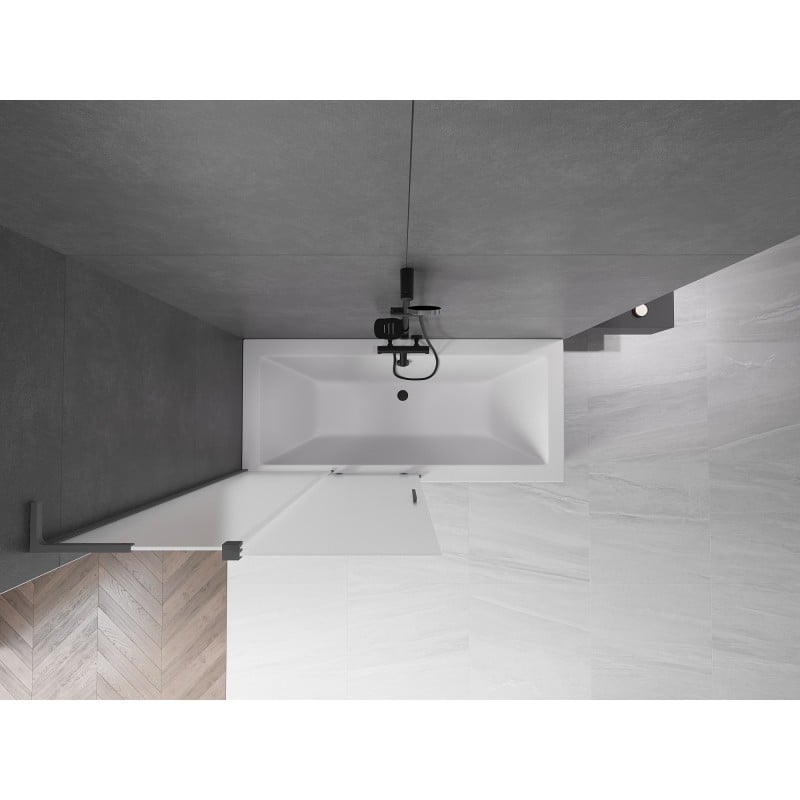 Mexen Velar L parawan nawannowy 2-skrzydłowy rozsuwany 100 x 150 cm, szron, gun metal - 896-100-003-31-95