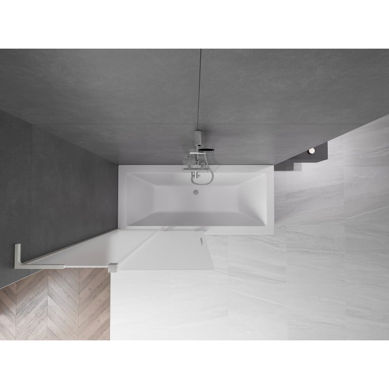 Mexen Velar L parawan nawannowy 2-skrzydłowy rozsuwany 100 x 150 cm, szron, nikiel szczotkowany - 896-100-003-31-97
