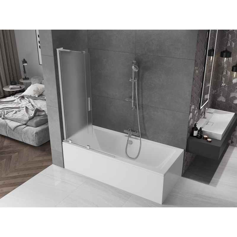 Mexen Velar L parawan nawannowy 2-skrzydłowy rozsuwany 110 x 150 cm, szron, chrom - 896-110-003-31-01