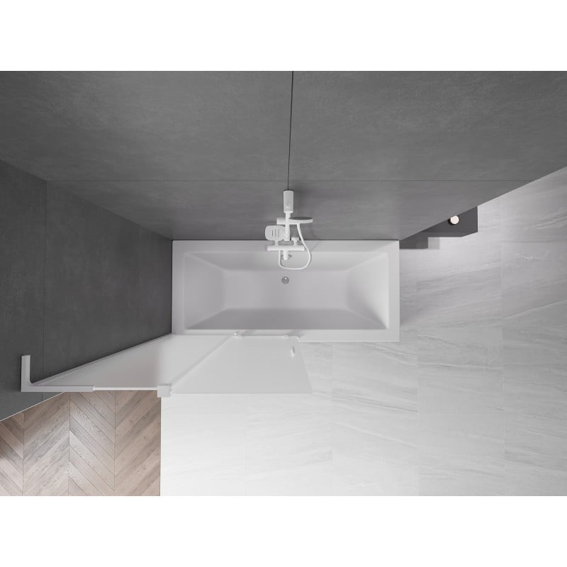 Mexen Velar L parawan nawannowy 2-skrzydłowy rozsuwany 110 x 150 cm, szron, biały - 896-110-003-31-20