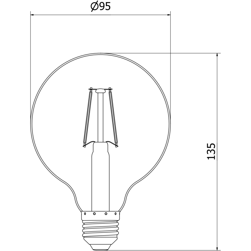 Mexen Vintis żarówka filament LED E27, G95, 2W, Ciepła - 2200K, 150 lm, smoke - L157-E27-0222-70