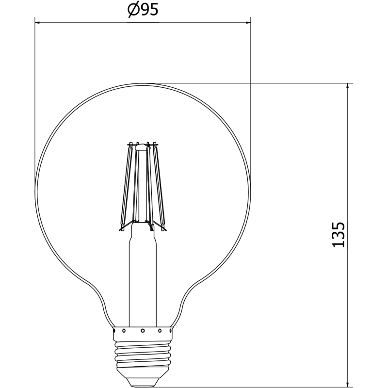 Mexen Vintis żarówka filament LED E27, G95, 4W, Ciepła - 2200K, 280 lm, smoke - L157-E27-0422-70