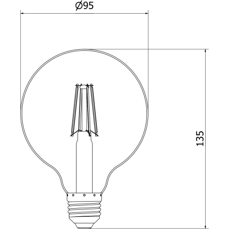 Mexen Vintis żarówka filament LED E27, G95, 6W, Ciepła - 2200K, 600 lm, amber - L157-E27-0622-50