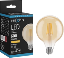 Mexen Vintis żarówka filament LED E27, G95, 6W, Ciepła - 2200K, 600 lm, amber - L157-E27-0622-50