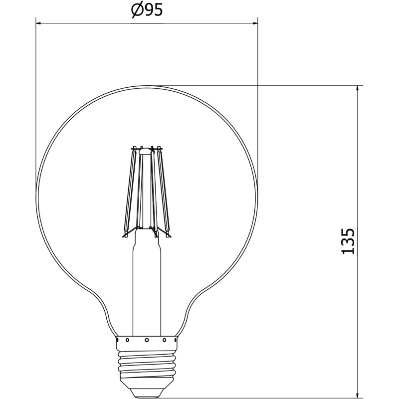 Mexen Vintis żarówka filament LED E27, G95, 4W, Ciepła - 2700K, 470 lm, clear - L157-E27-0427-00